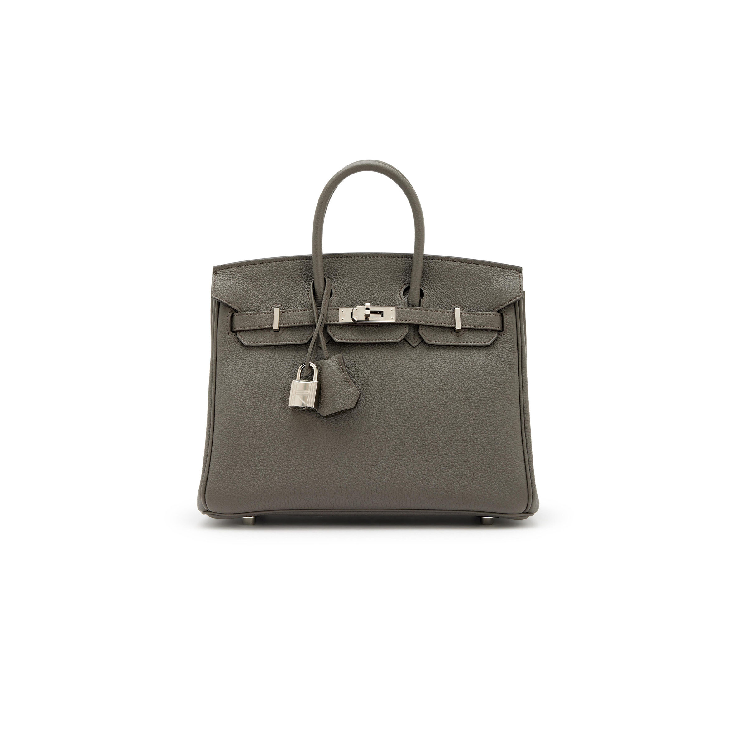 HERMES MASTER BIRKIN 25 TOGO LEATHER PEWTER GREY SILVER BUCKLE BAG BK258FTGSS (25*20*13cm)